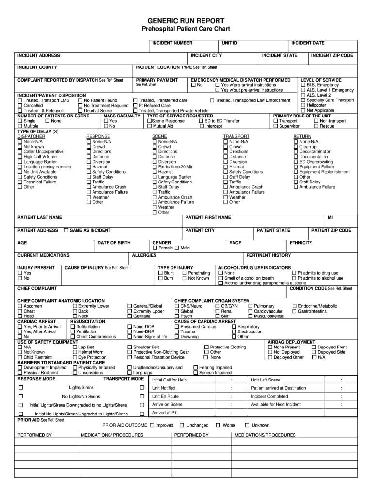 Ems Patient Care Report Form – Fill Online, Printable For Patient Care Report Template