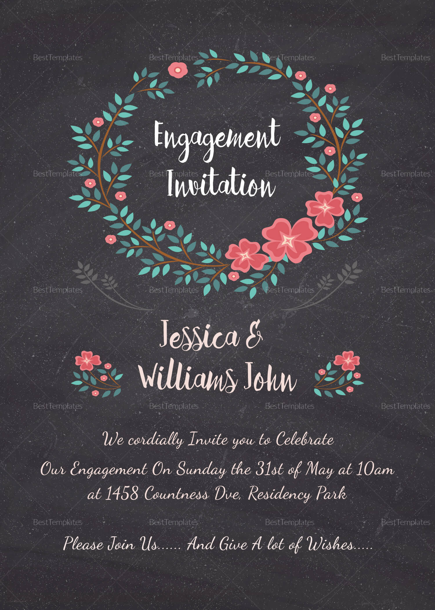 Engagement Invitation Card Template Pertaining To Engagement Invitation Card Template