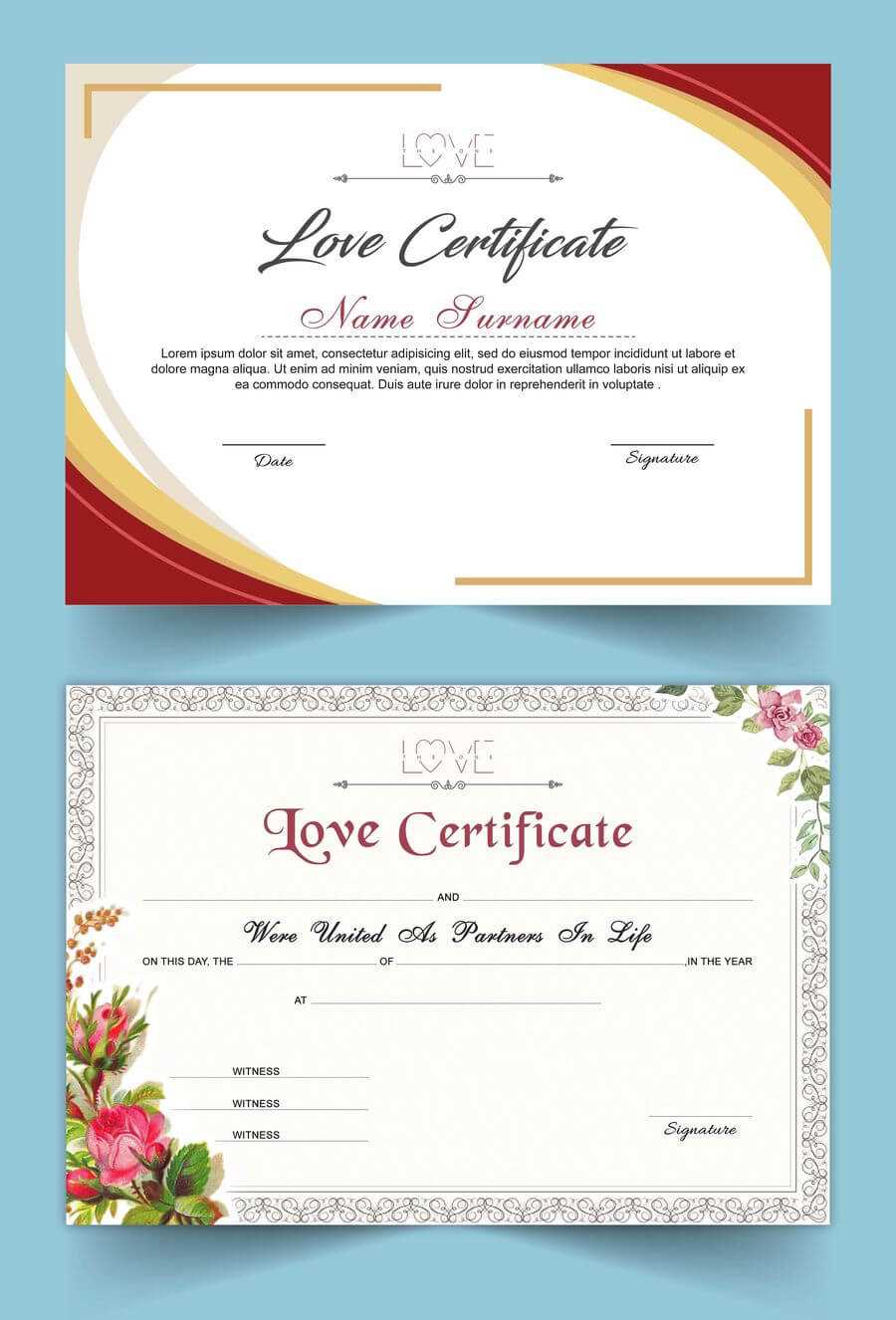 Entry #15Satishandsurabhi For Design A Love Certificate With Love Certificate Templates