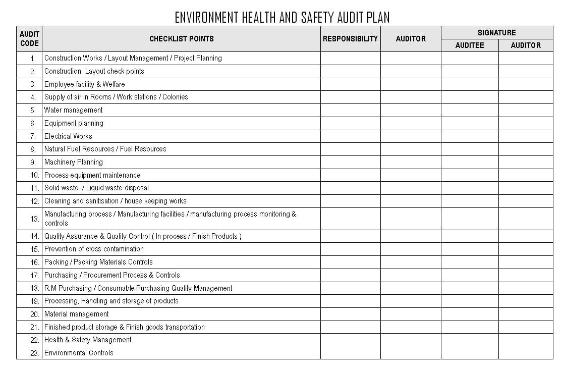 Environment Health And Safety Audit Plan – In Annual Health And Safety Report Template