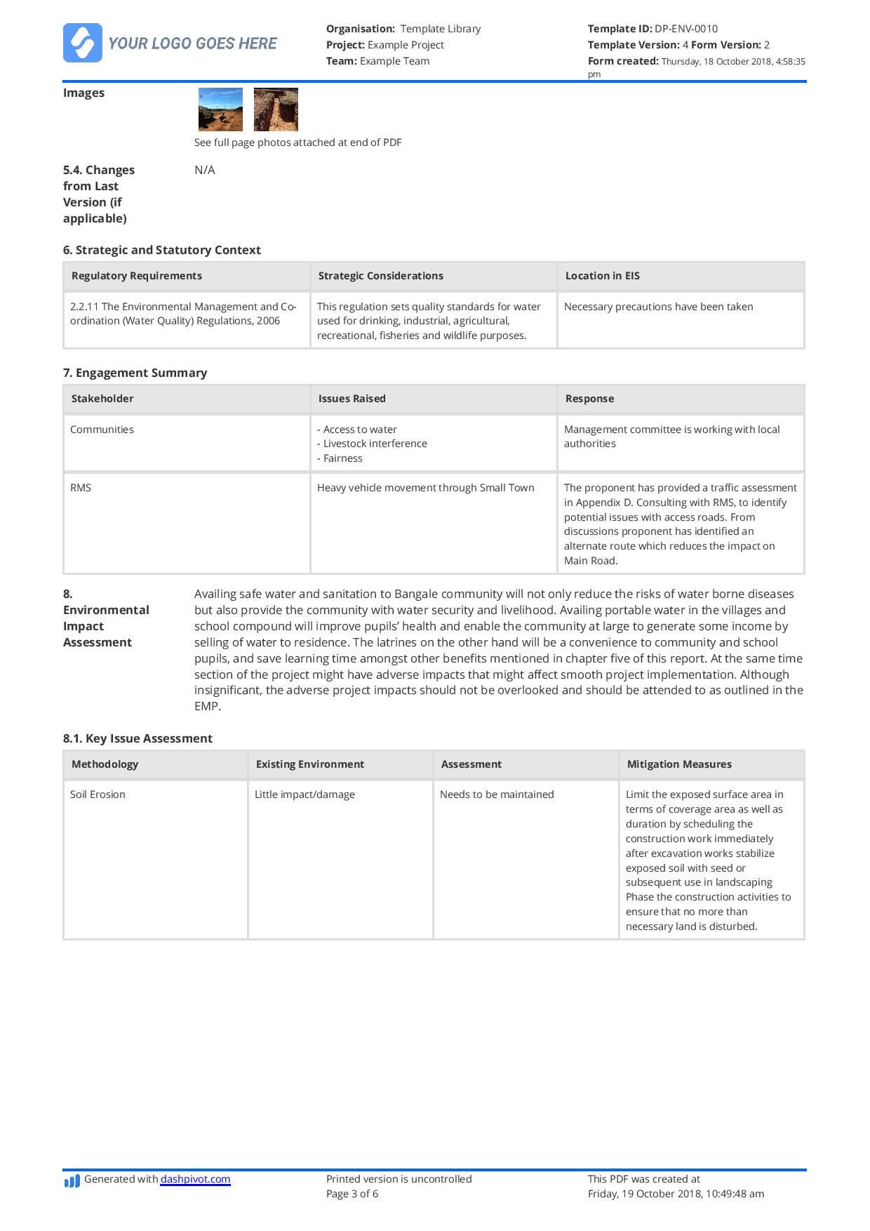 Environmental Impact Statement Example (Free And Customisable) Pertaining To Environmental Impact Report Template
