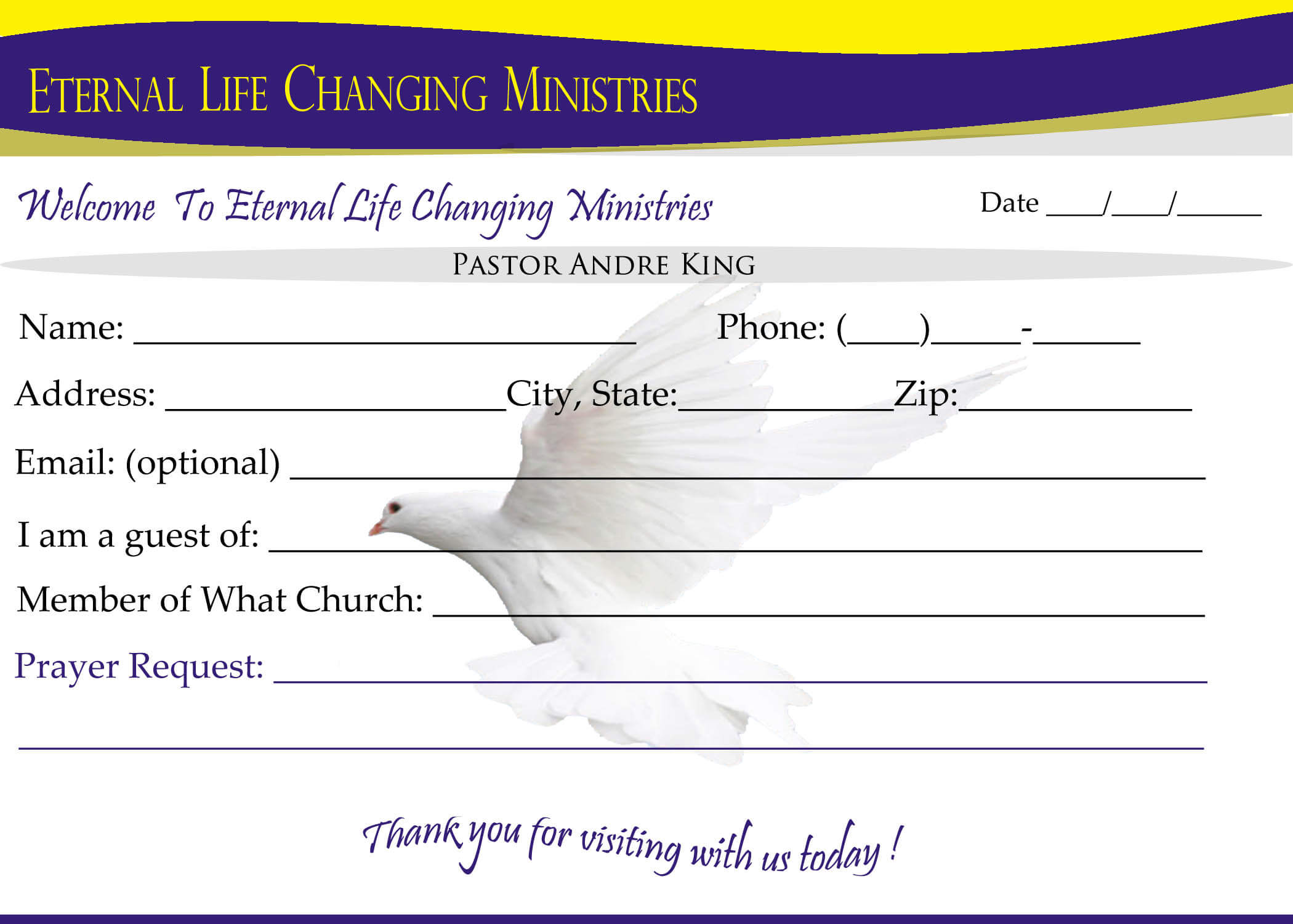 Eternal Life Visitor Card B | Creative Kingdom Designs Intended For Church Visitor Card Template Word