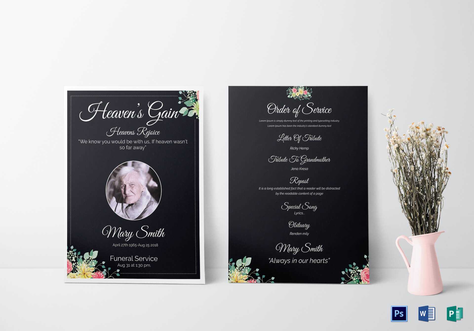 Eulogy Funeral Invitation Card Template Pertaining To Funeral Invitation Card Template