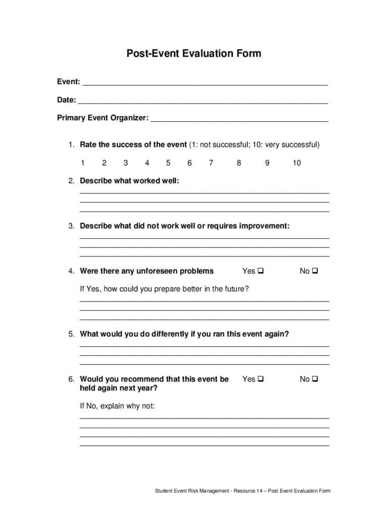 Event Feedback Form Template – Teplates For Every Day In Post Event Evaluation Report Template