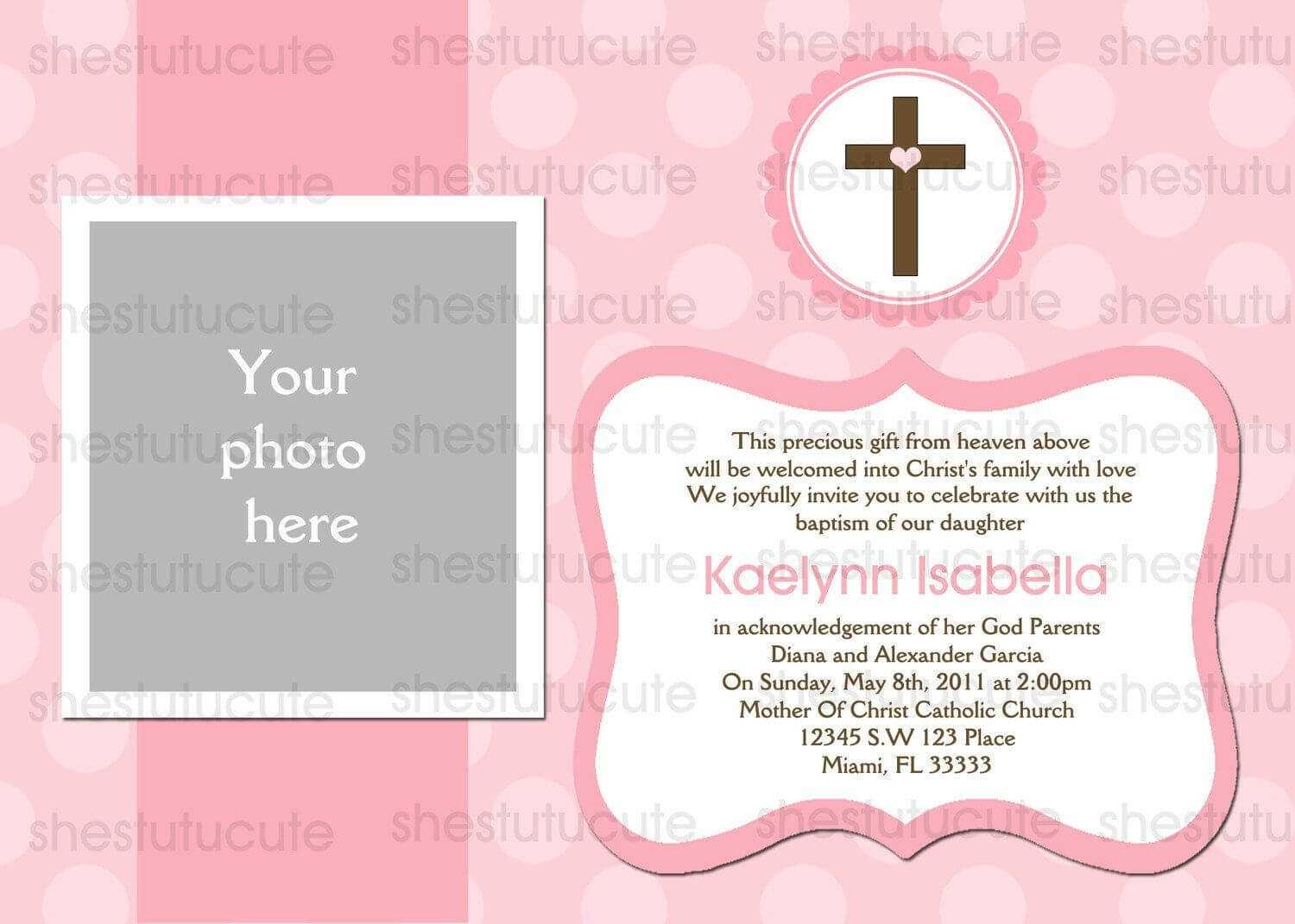 Examples Of Baptism Invitations In Spanish | Christening In Blank Christening Invitation Templates