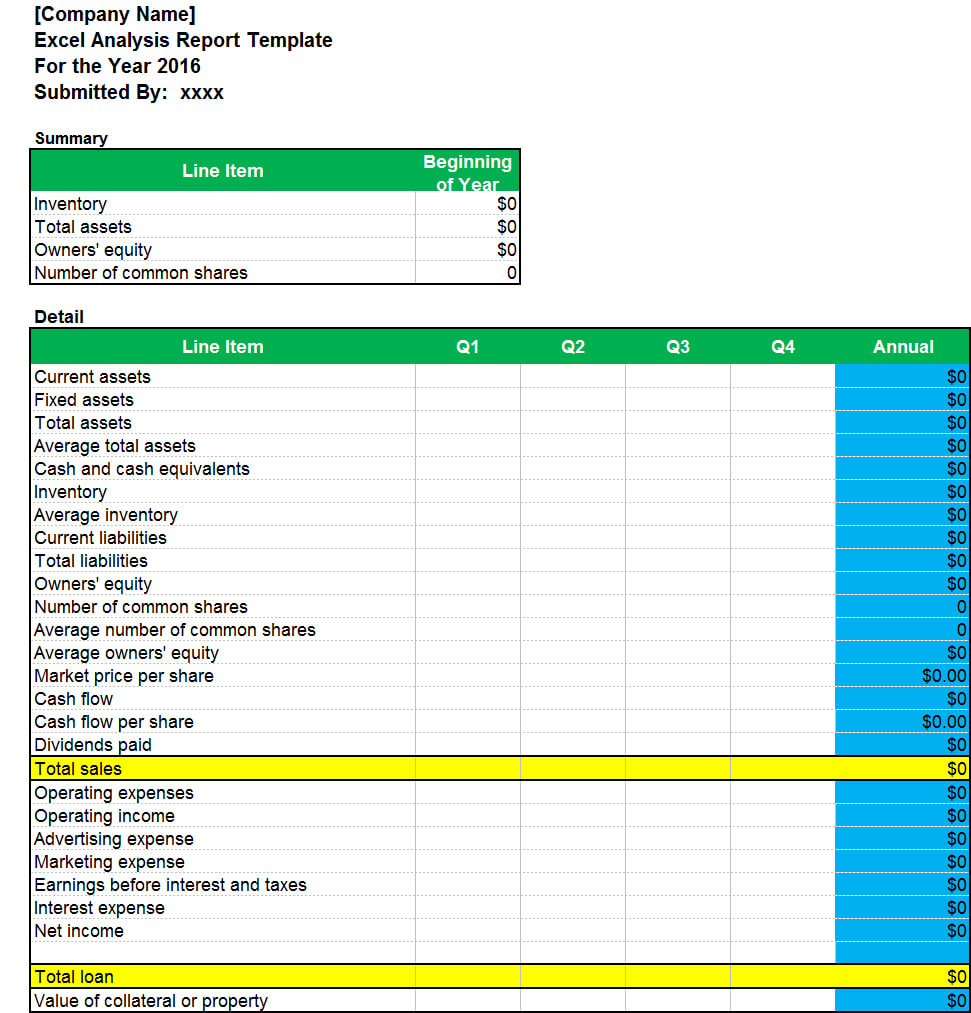 Excel Analysis Report Template – Excel Word Templates Pertaining To Company Analysis Report Template