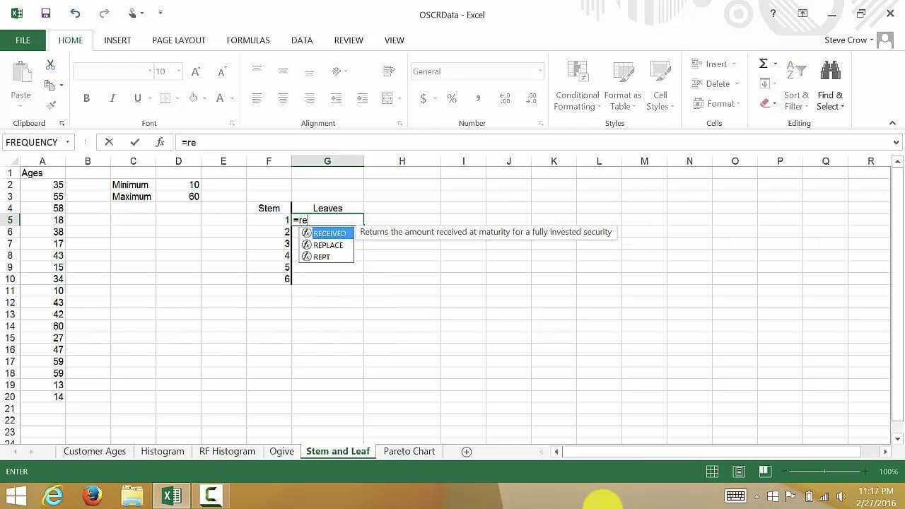 Excel Creating A Stem And Leaf Plot With Regard To Blank Stem And Leaf Plot Template