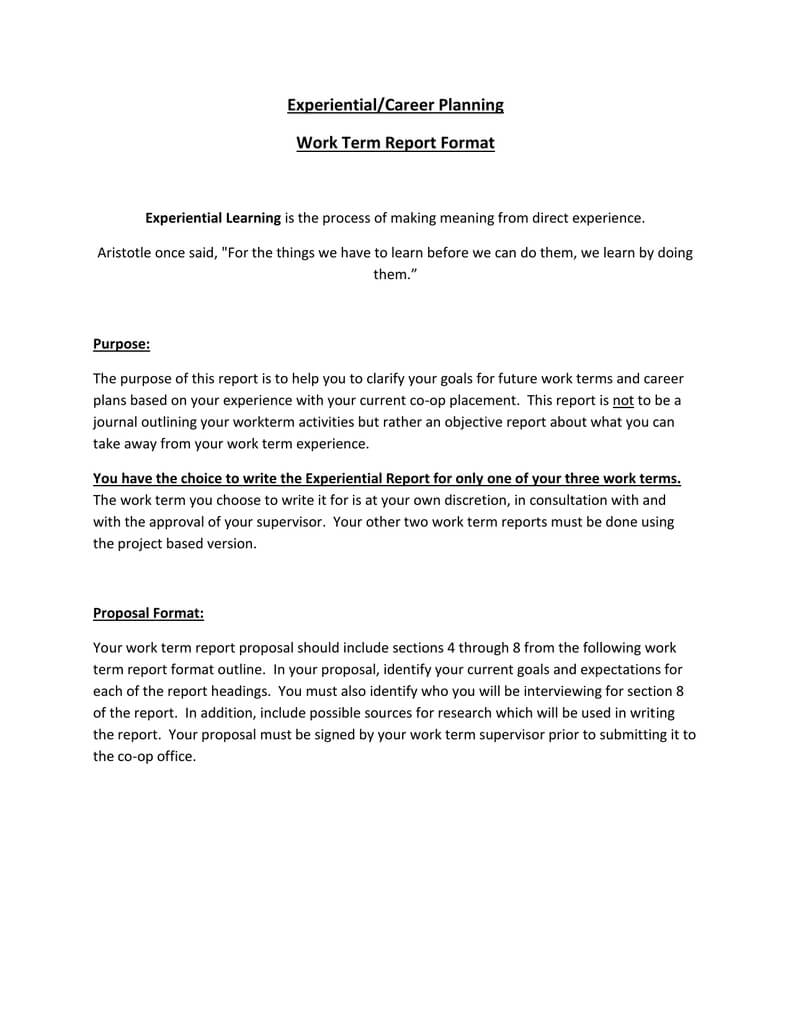 Experiential/career Planning Work Term Report Format Within How To Write A Work Report Template