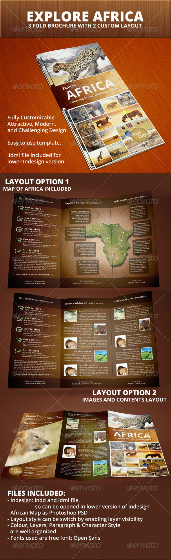 Explore+Africa+Trifold+Brochure | Brochure Design, Brochure Within Zoo Brochure Template