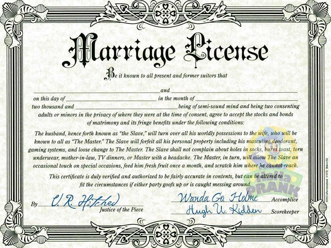 Blank Marriage Certificate Template