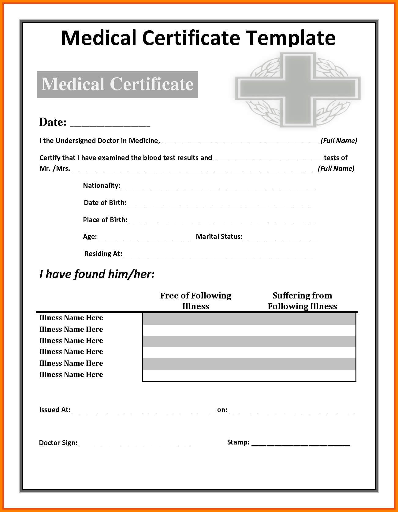 Fake Medical Certificate Template Download Regarding Free Fake Medical Certificate Template