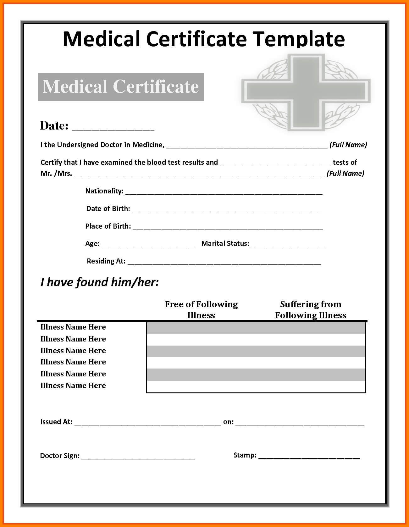 Fake Medical Certificate Template Download With Australian Doctors Certificate Template