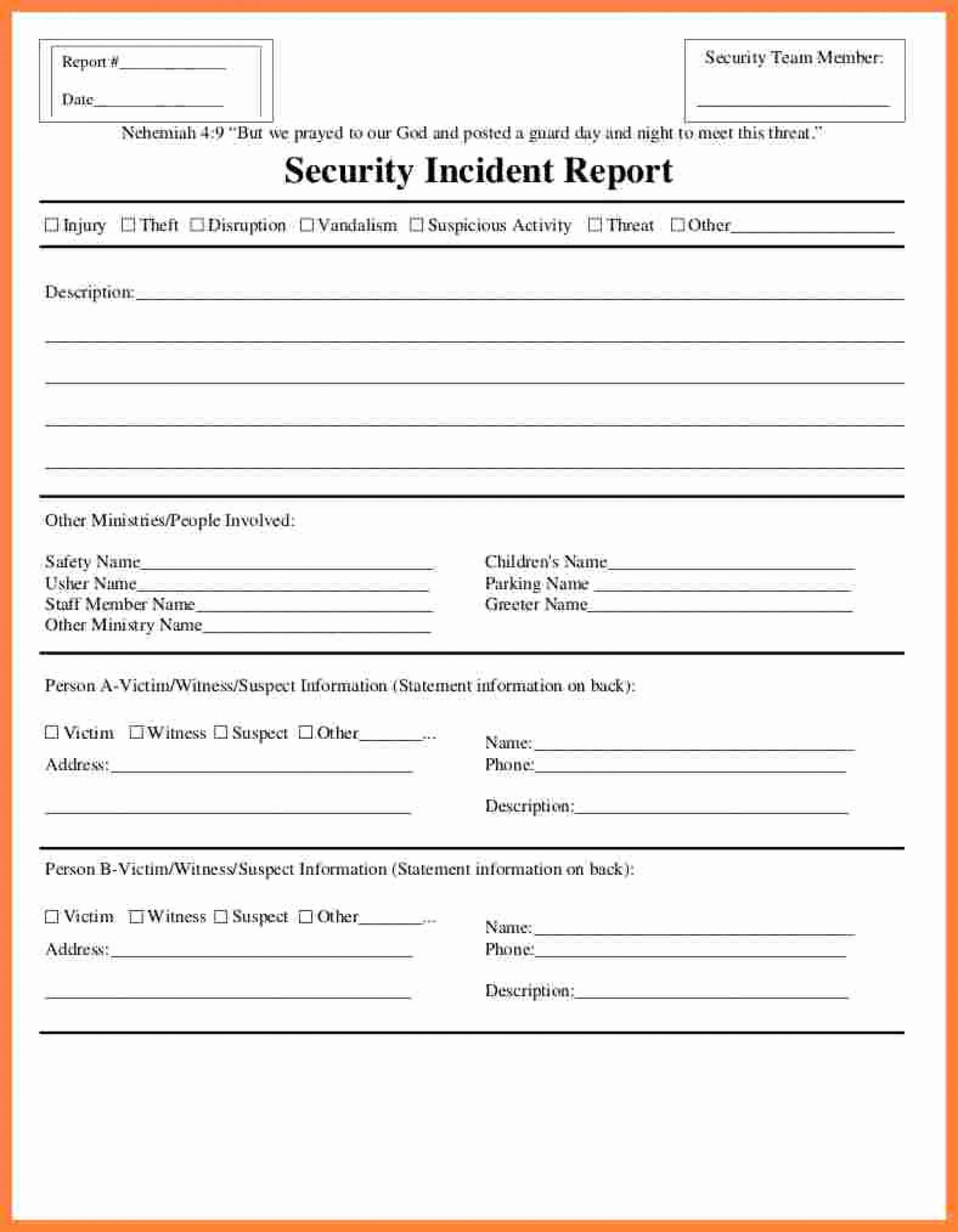 Fantastic Generic Incident Report Template Ideas Form Pdf Regarding Generic Incident Report Template