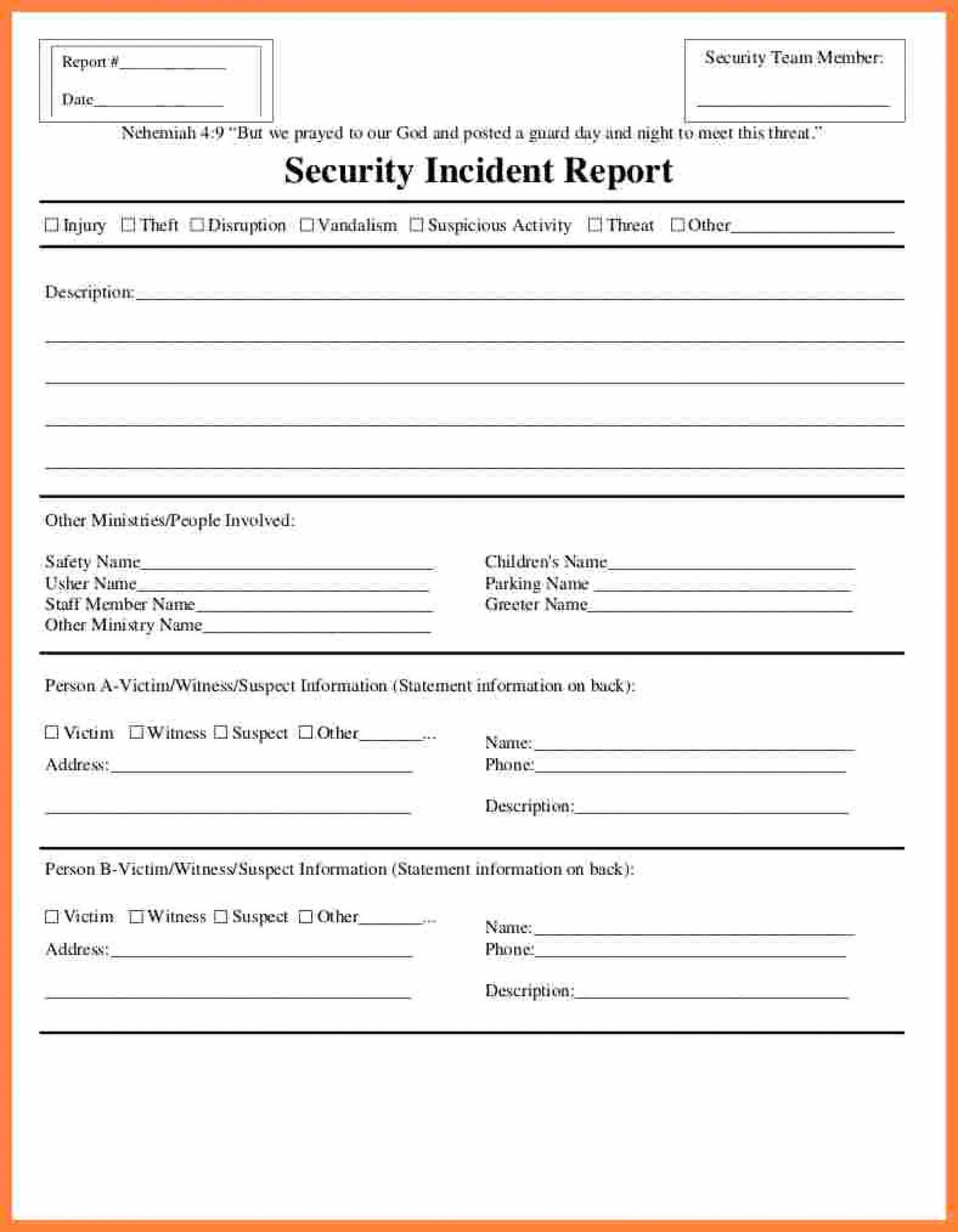 Fantastic Generic Incident Report Template Ideas Form Pdf With Regard To Incident Report Template Microsoft