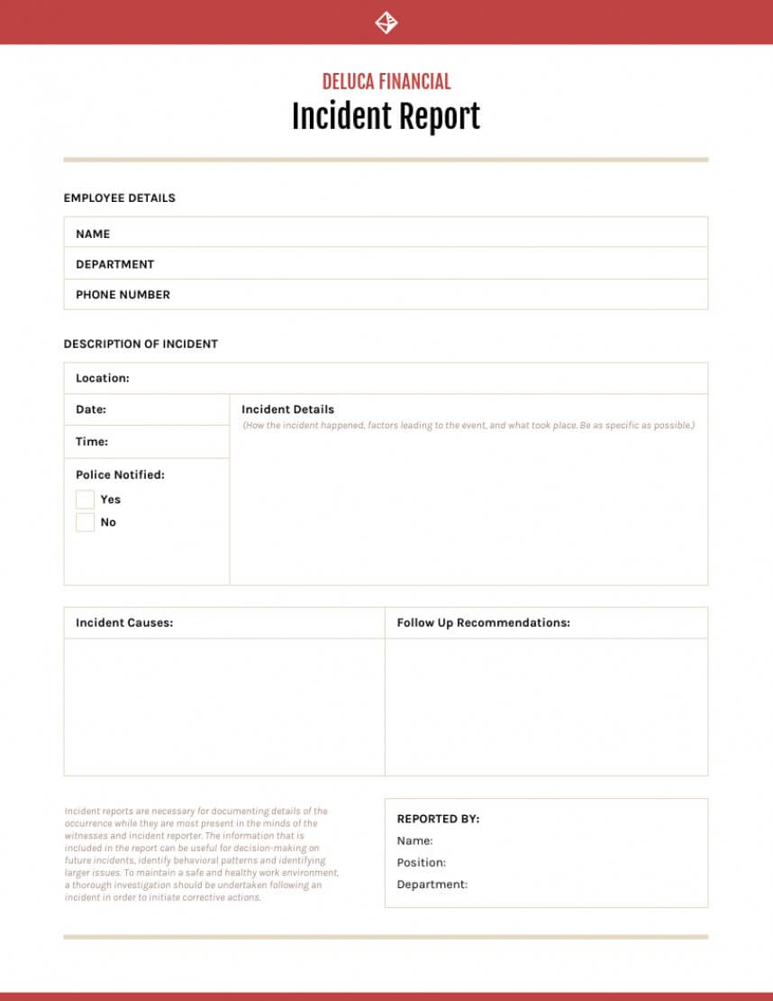 Fantastic Generic Incident Report Template Ideas Form Pdf Within Generic Incident Report Template