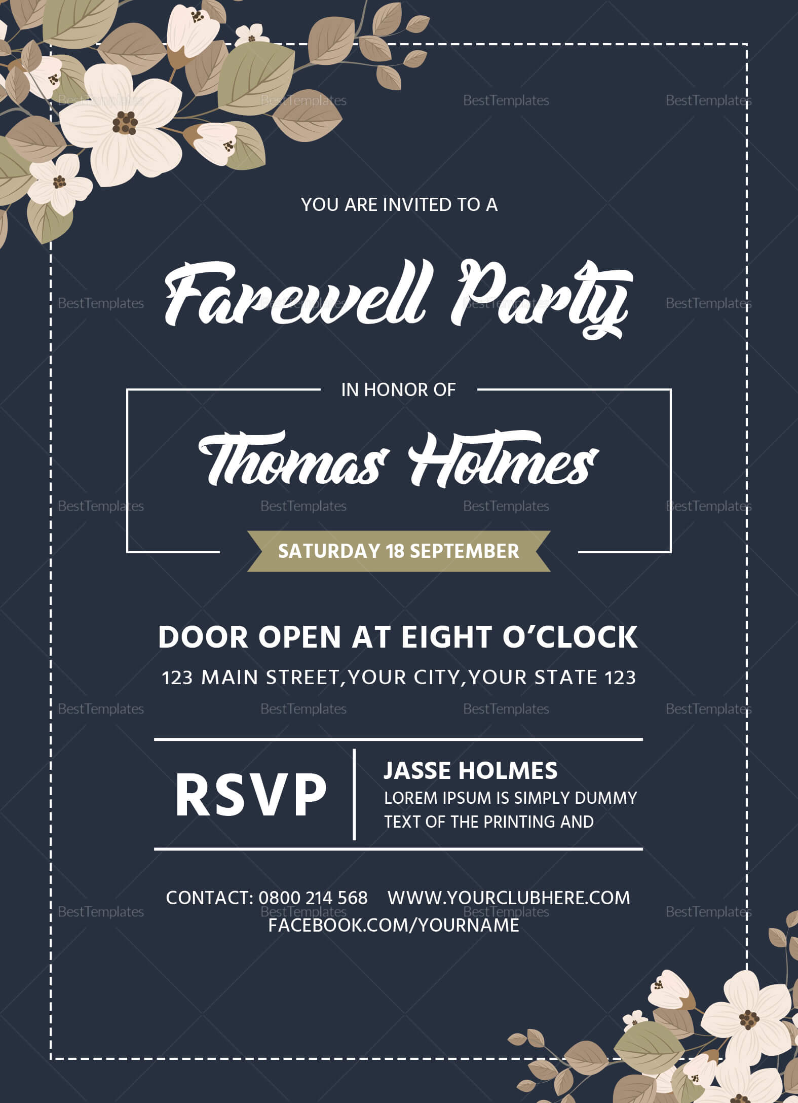 Farewell Party Invitation Card Template Regarding Farewell Invitation Card Template