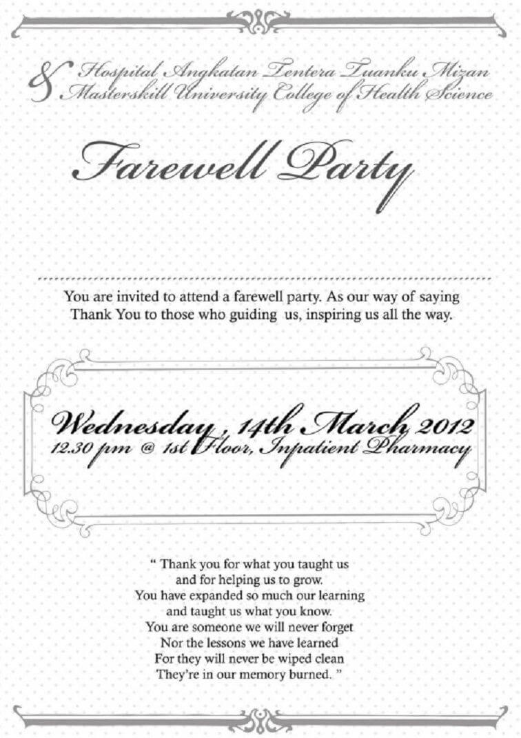 Farewell Party Invitation Note In 2019 | Farewell Party For Farewell Invitation Card Template