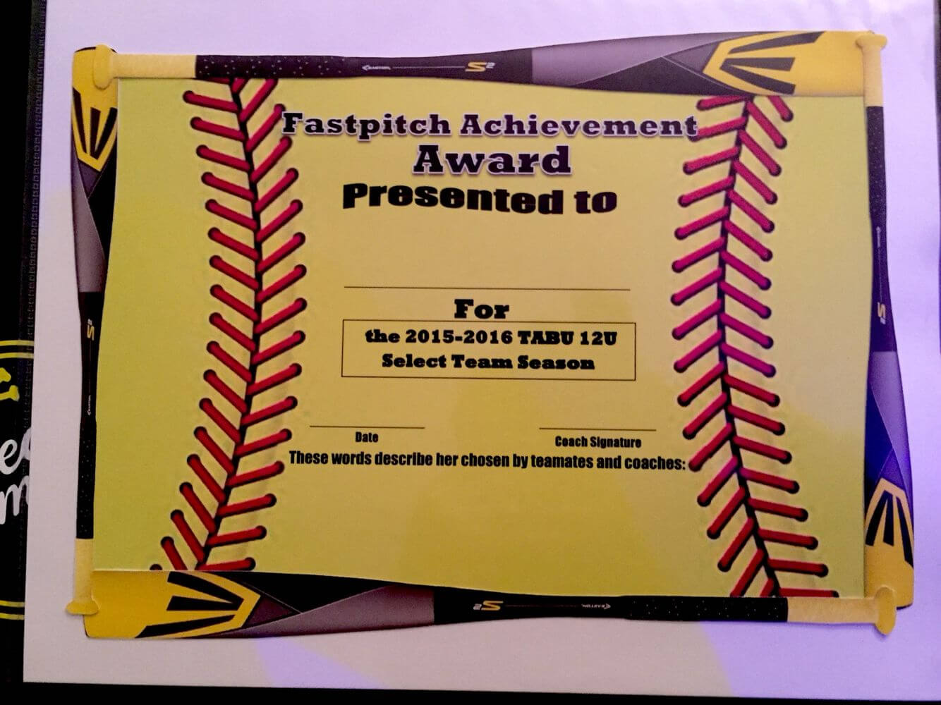 Fastpitch/softball Awards Certificate. | Girls Softball Within Softball Award Certificate Template