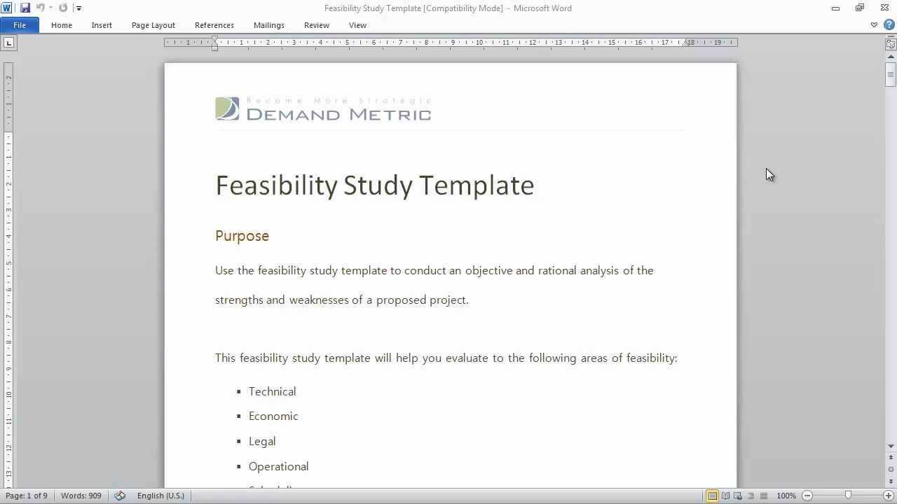 Feasibility Study Template Throughout Technical Feasibility Report Template