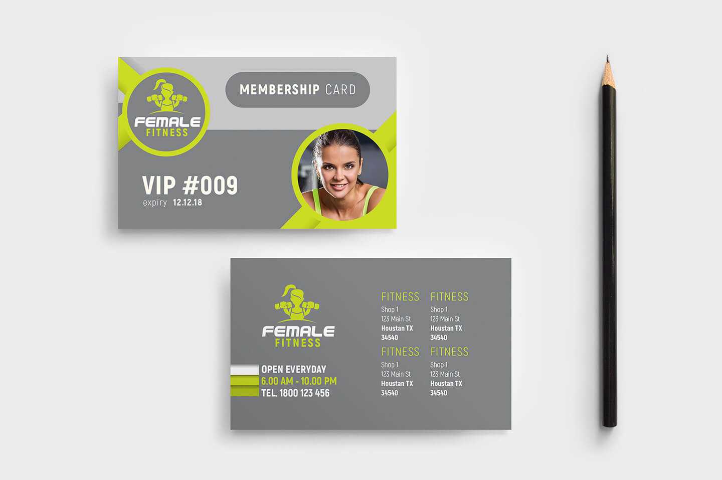 Female Fitness Membership Card Template In Psd, Ai & Vector Regarding Gym Membership Card Template