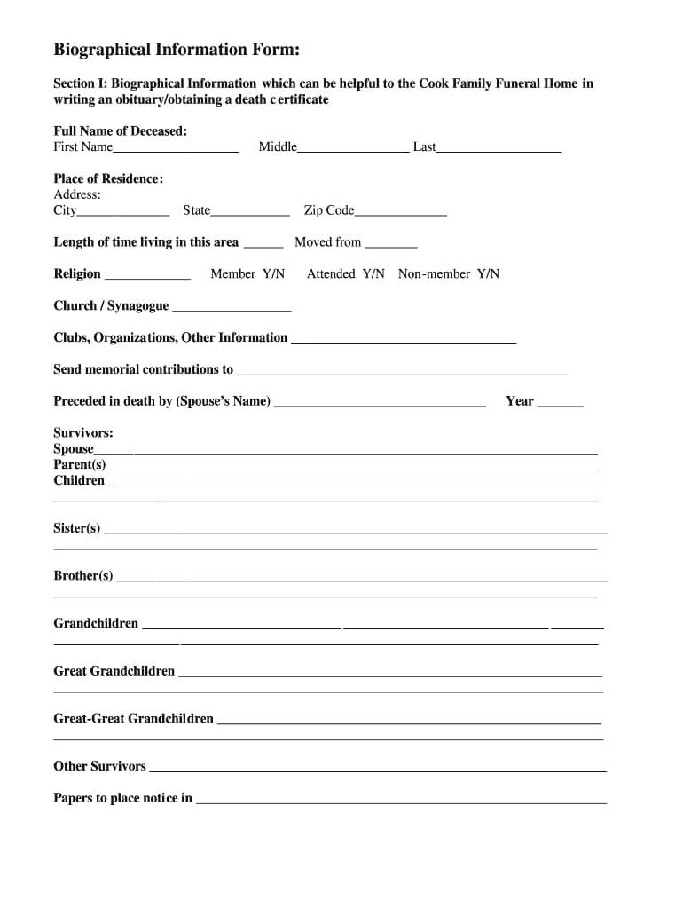 Fill In The Blank Obituary Template – Fill Online, Printable Pertaining To Fill In The Blank Obituary Template