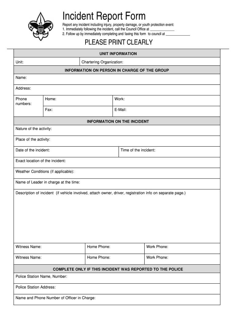 Fillable Incident Report – Fill Online, Printable, Fillable Intended For Construction Accident Report Template