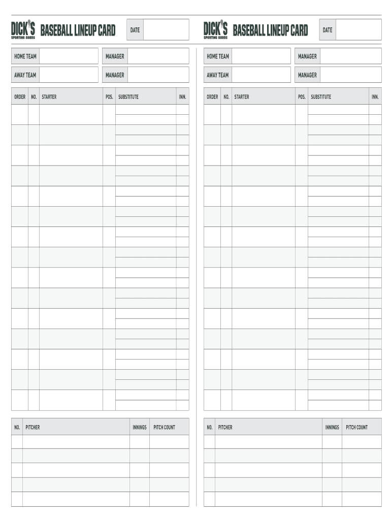 Fillable Online Baseball Lineup Card Baseball Lineup Card For Free Baseball Lineup Card Template