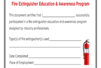Fillable Online Certificate Of Completion - Fire regarding Fire Extinguisher Certificate Template