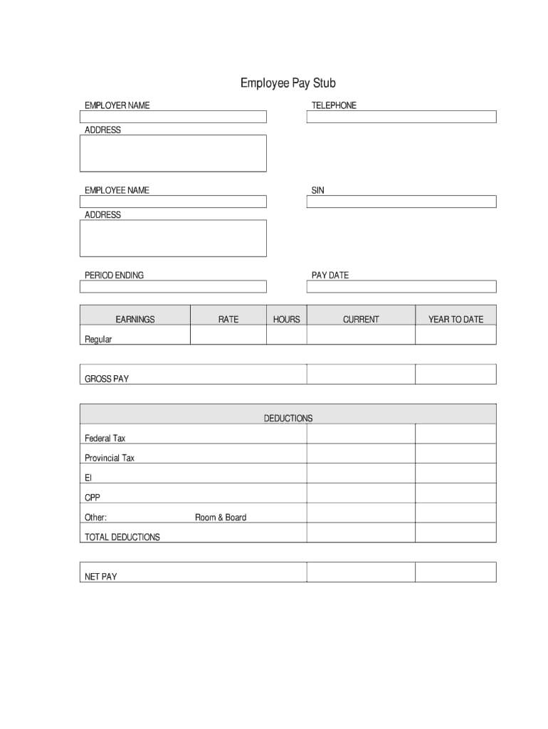 Fillable Pay Stub Pdf – Fill Online, Printable, Fillable With Regard To Blank Pay Stubs Template
