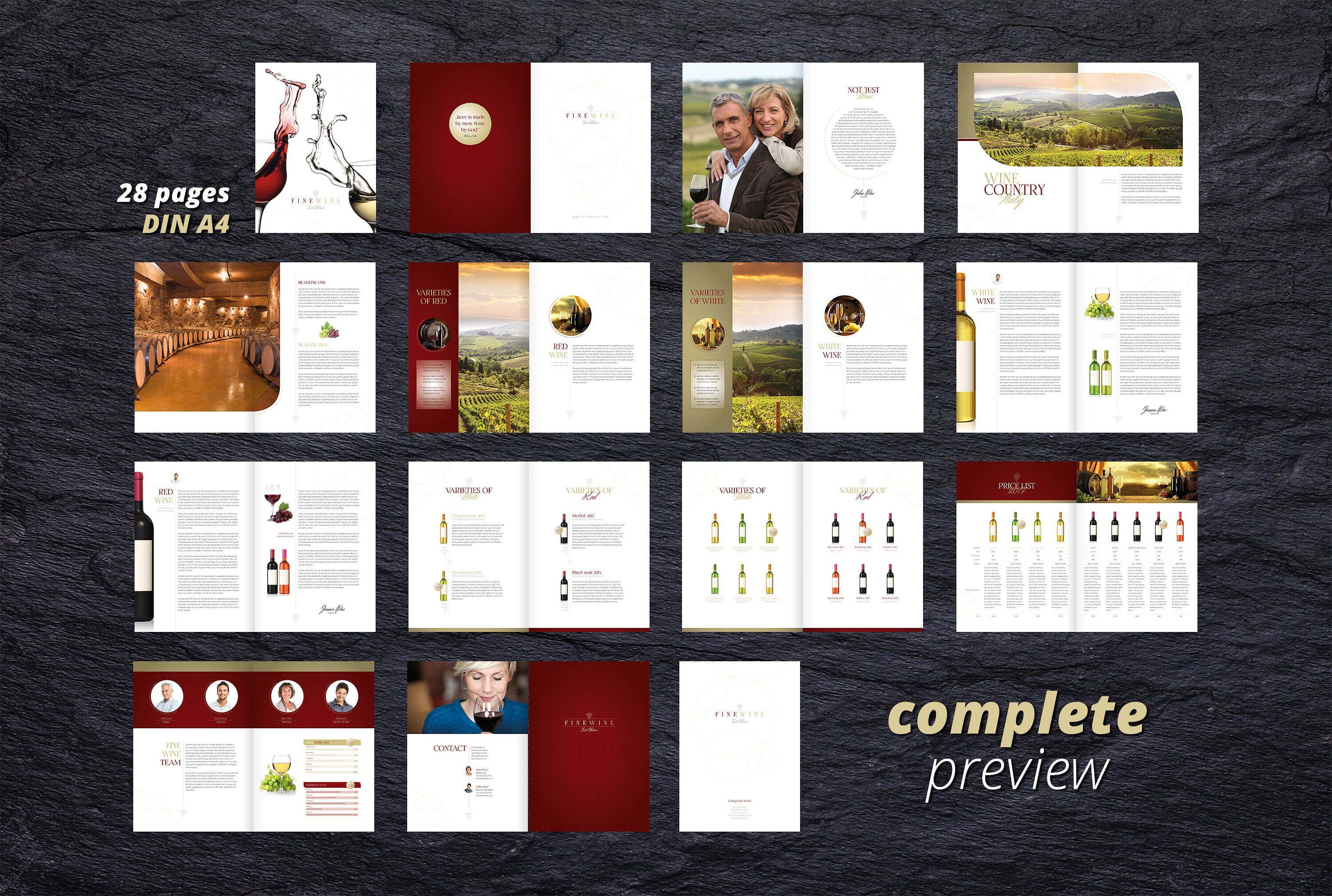 Fine Wine Vol. 1 Brochure #adobe#indesign#compatible#ready For Wine Brochure Template