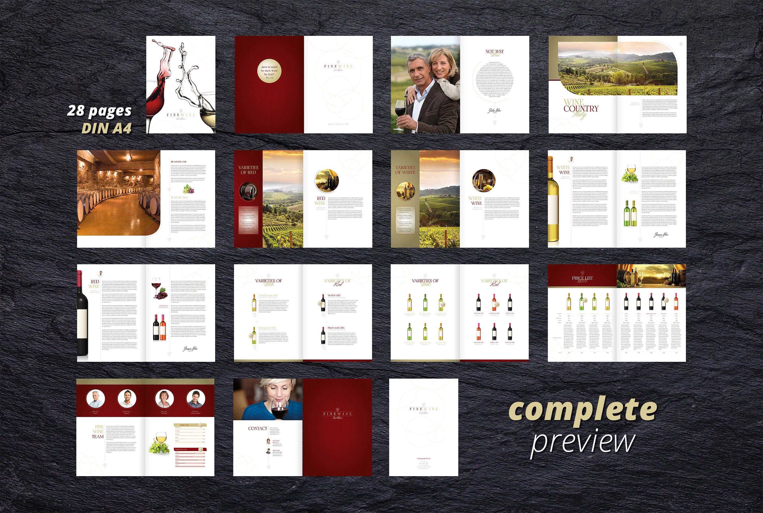 Fine Wine Vol. 1 Brochure #adobe#indesign#compatible#ready For Wine Brochure Template