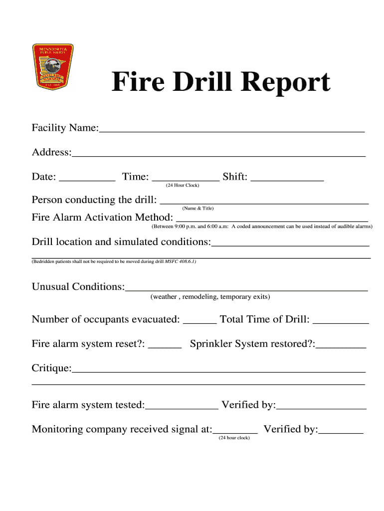 Fire Drill Report Template - Fill Online, Printable In Emergency Drill Report Template
