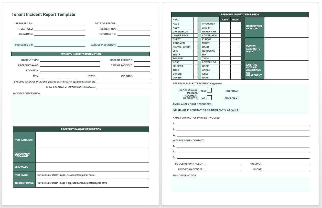 Fire Incident Report Template For Investigation Report Template Doc