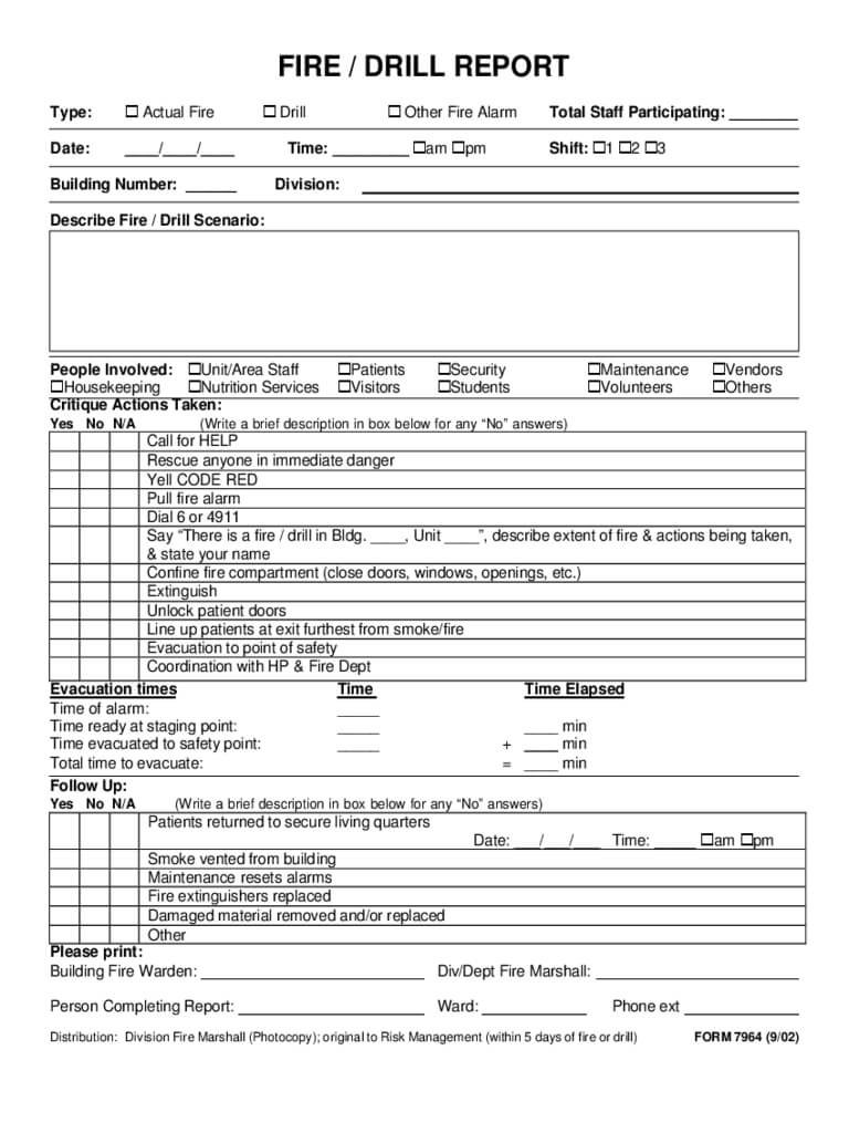 Fire Or Drill Report Form Free Download Pertaining To Fire Evacuation Drill Report Template