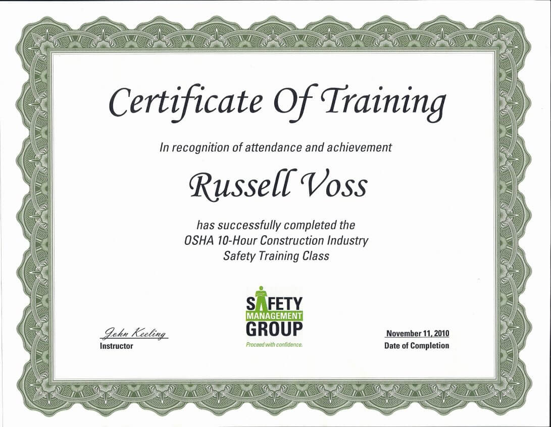 First Aid Course Certificate Template Training 30 Osha 10 Regarding Osha 10 Card Template