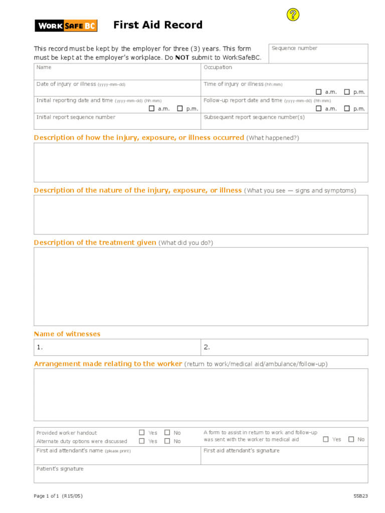 First Aid Report Form – 2 Free Templates In Pdf, Word, Excel Within Medical Report Template Free Downloads