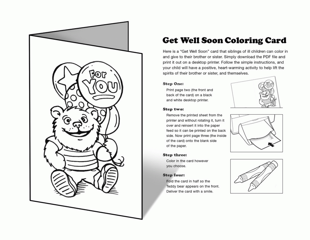 First Paper Printable Get Well Soon Cards Color In Get Well Soon Card Template
