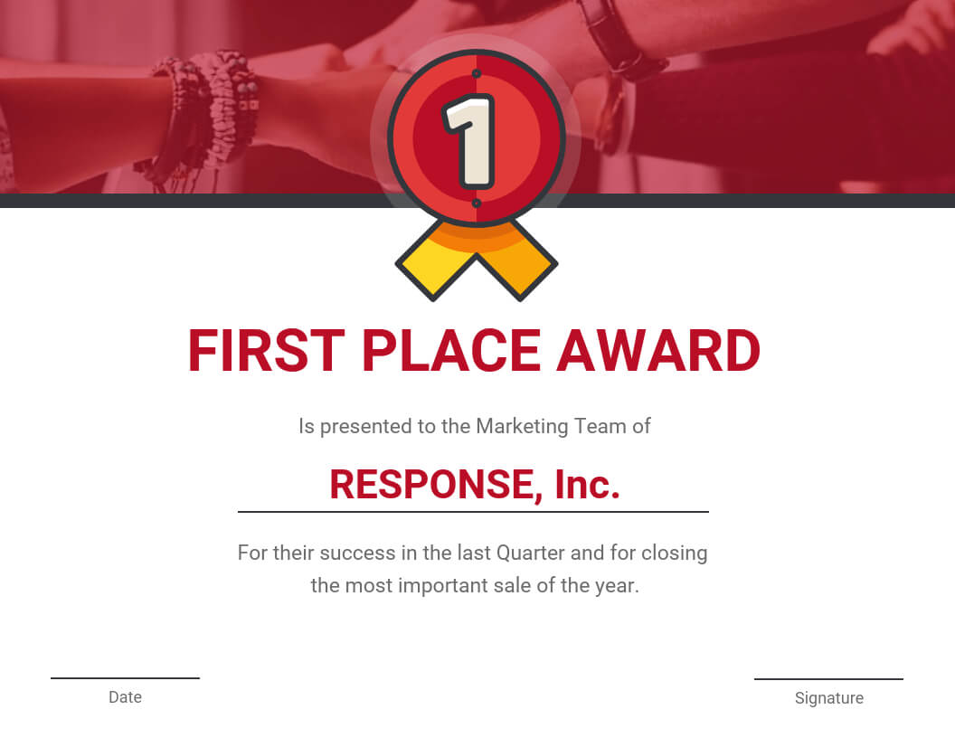 First Place Award Certificate Template Regarding First Place Certificate Template