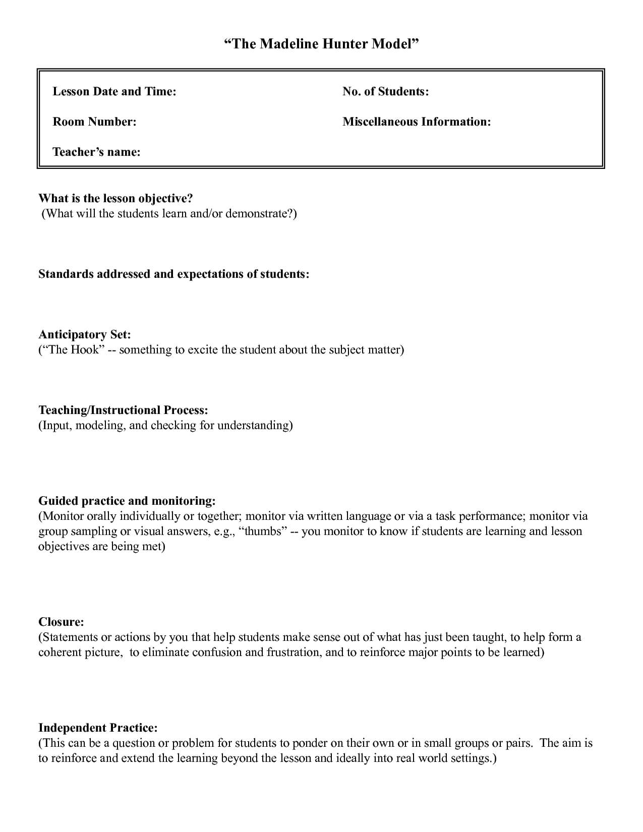 Five Common Mistakes In Writing Lesson. | Lesson Plan Throughout Madeline Hunter Lesson Plan Blank Template