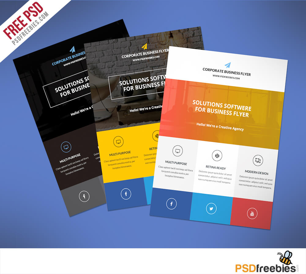 Flat Clean Corporate Business Flyer Free Psd | Psdfreebies With Cleaning Brochure Templates Free