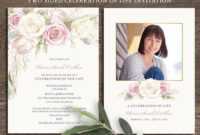 Floral Funeral Invitation Funeral Announcement Card in Memorial Card Template Word