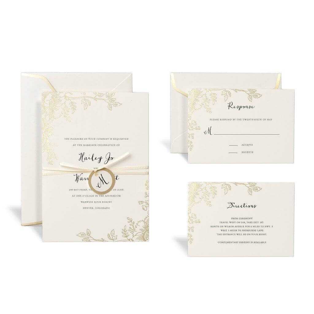 Floral Gold Wedding Invitation Kitcelebrate It With Celebrate It Templates Place Cards