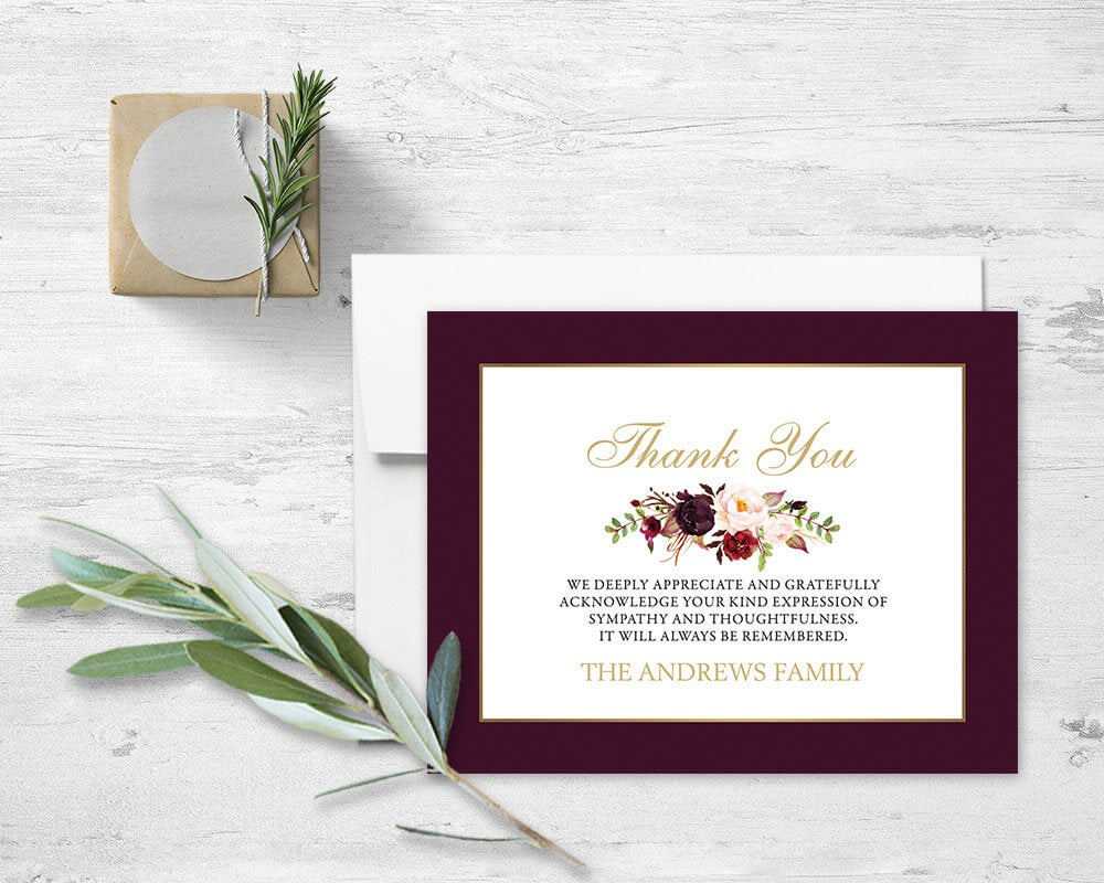 Floral Sympathy Thank You Card Memorial Service Printable Template Obituary  Service Printed Or Diy Cards Funeral Acknowledgement Digital Intended For Sympathy Thank You Card Template