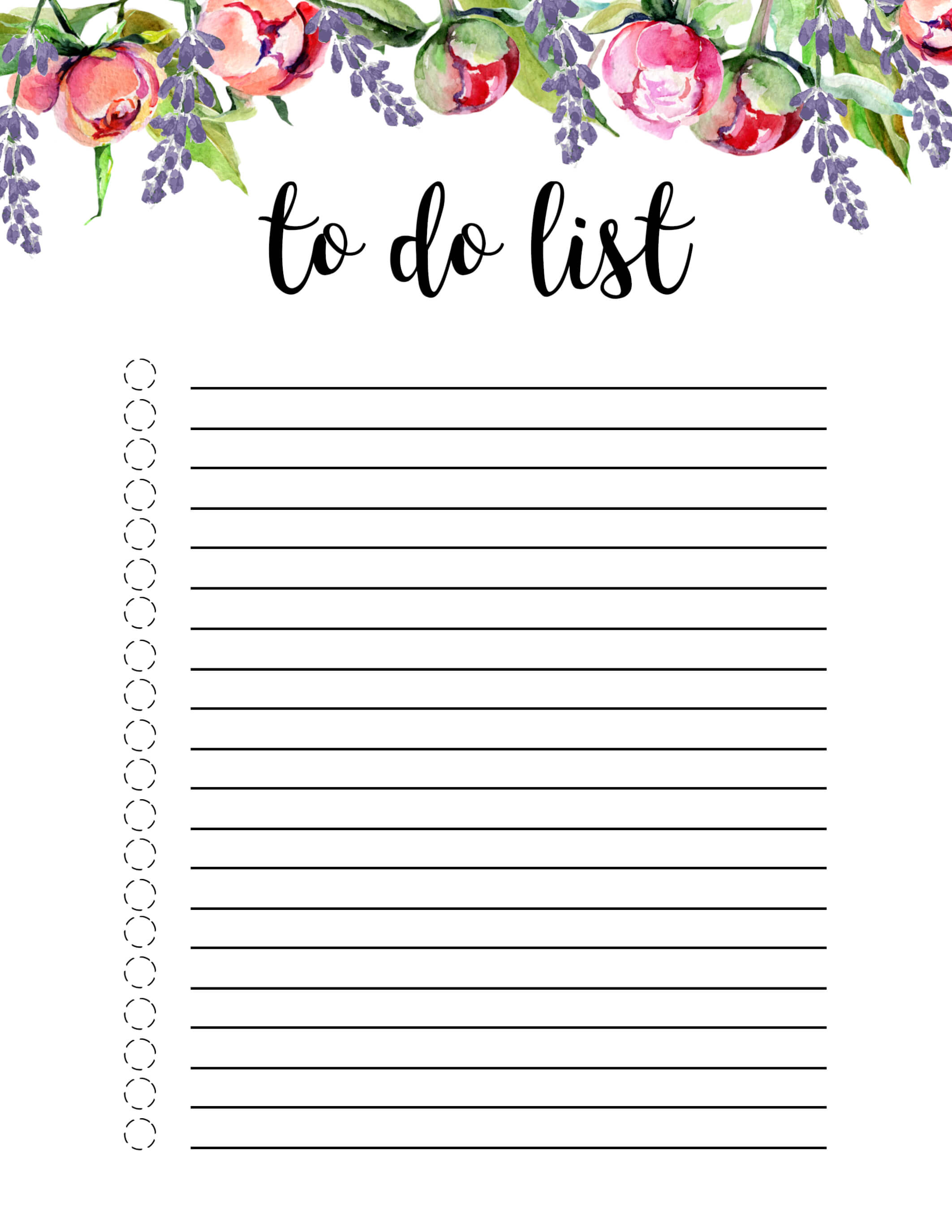 Floral To Do List Printable Template – Paper Trail Design For Blank To Do List Template