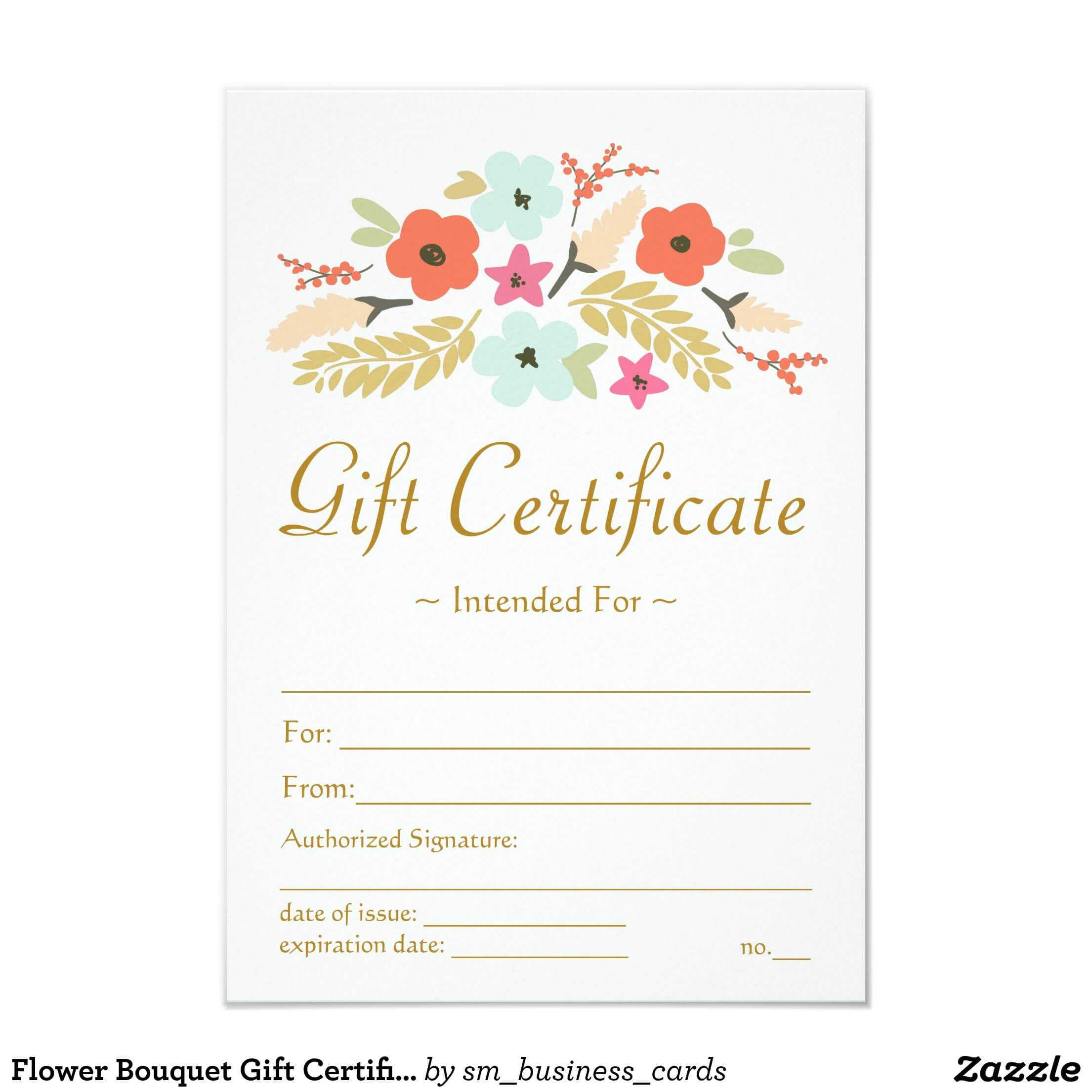 Flower Bouquet Gift Certificate | Zazzle | Buss | Gift Pertaining To Massage Gift Certificate Template Free Printable