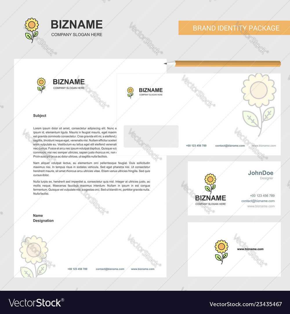 Flower Business Letterhead Envelope And Visiting In Business Card Letterhead Envelope Template