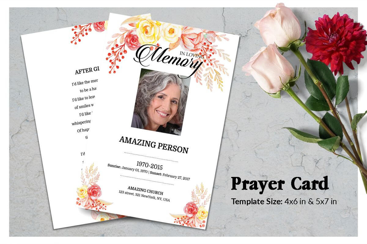 Flower Funeral Prayer Card Template With Prayer Card Template For Word