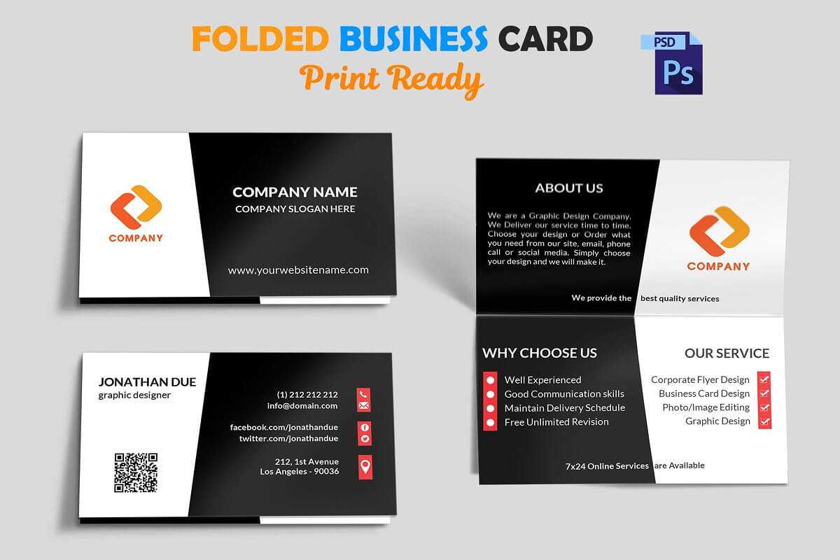 Foldable Business Card Template Folded Indesign Free Tri Intended For Fold Over Business Card Template