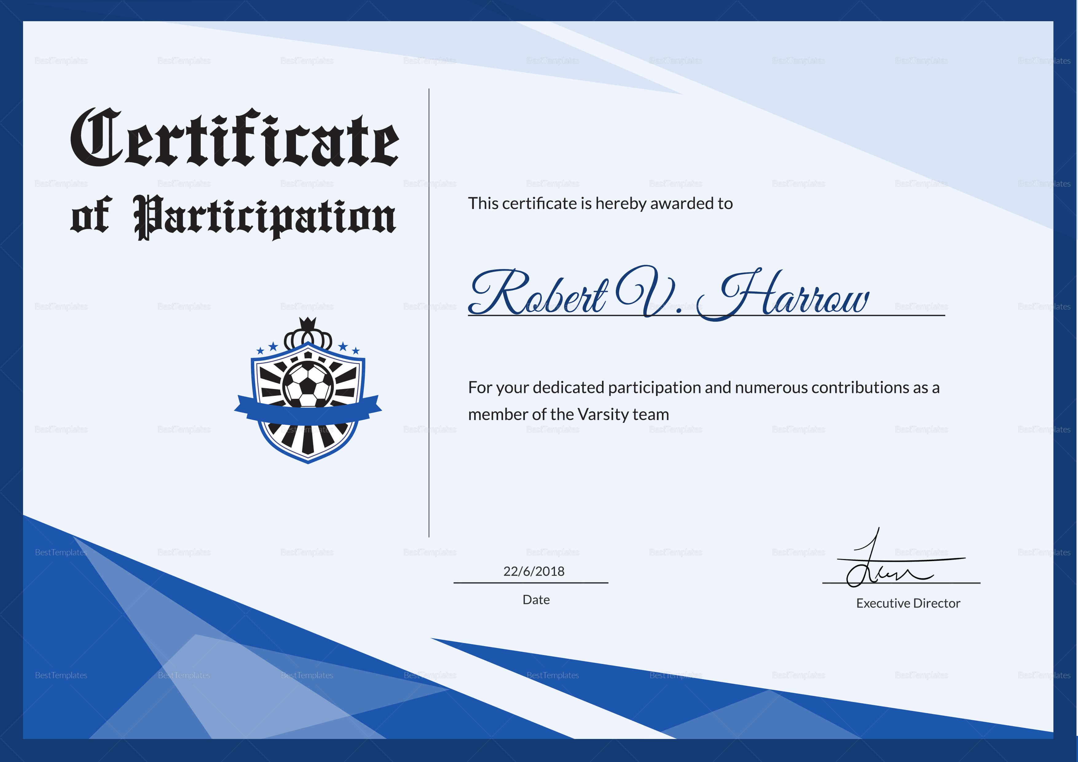 Football Award Certificate Template With Regard To Football Certificate Template