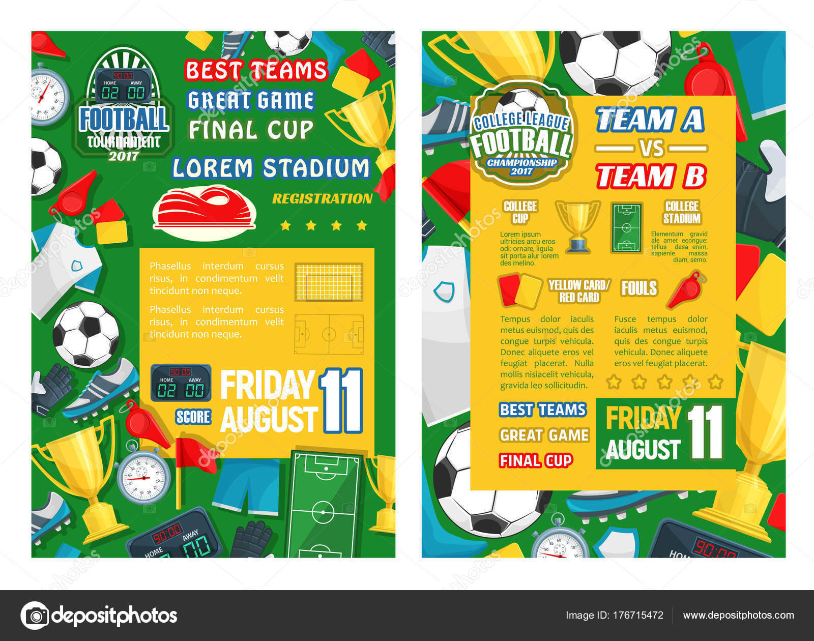 Football Or Soccer Sport Tournament Match Banner — Stock With Football Referee Game Card Template